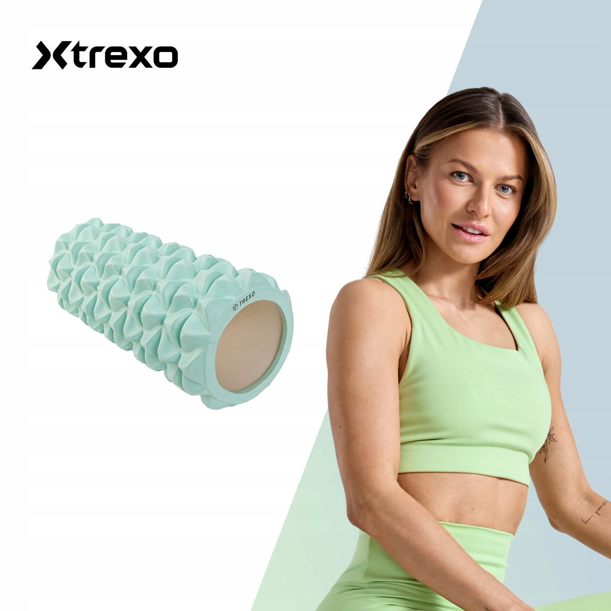 Massage roller XTREXO EVA PVC green 33x14 DURABLE PROTRUSIONS AFTER TRAINING Manufacturer code MR-EV01Z