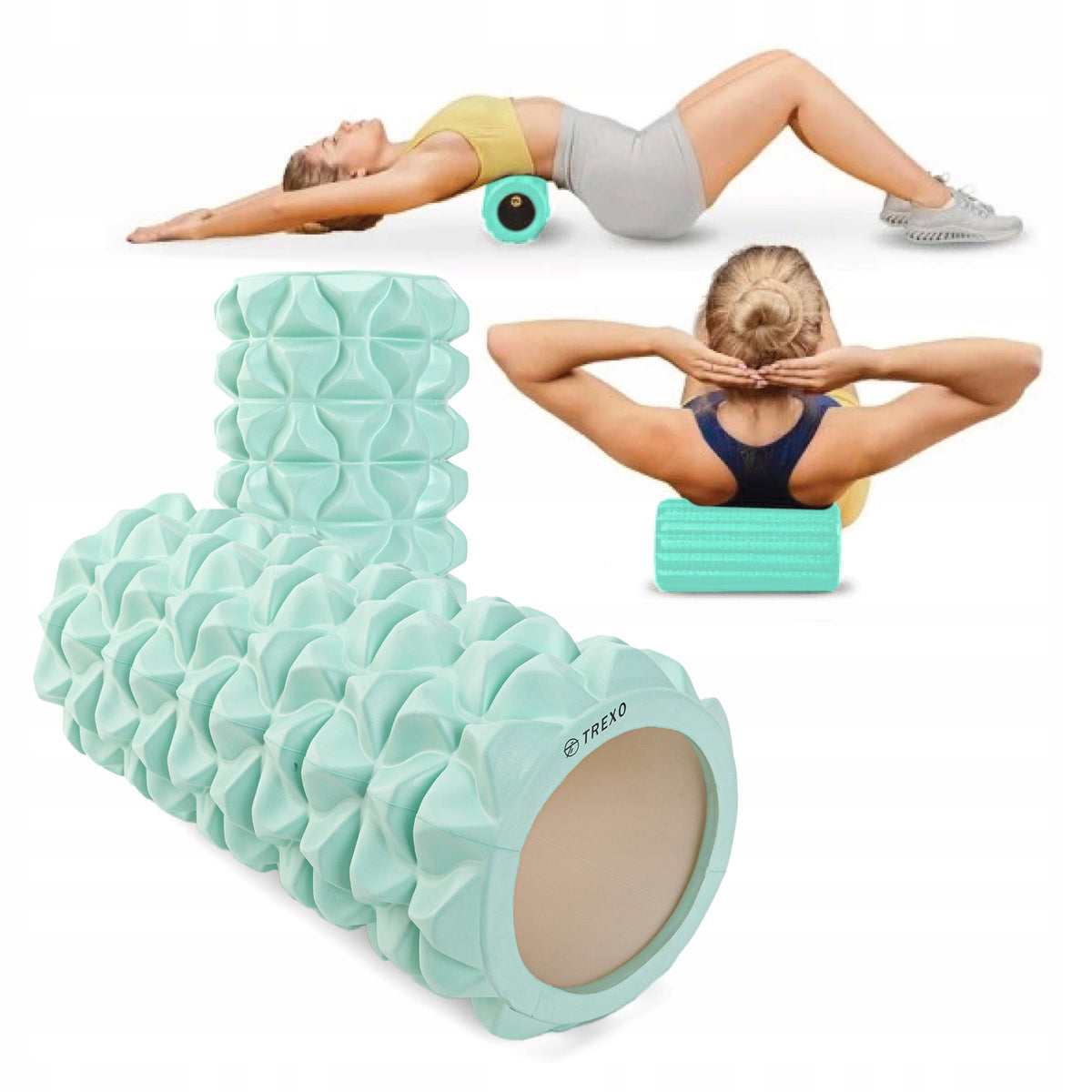 Massage roller XTREXO EVA PVC green 33x14 DURABLE PROTRUSIONS AFTER TRAINING