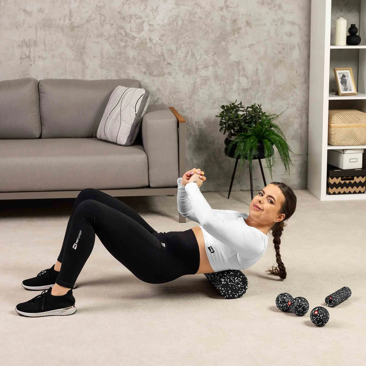 Massage roller set duoball EVA hard for stretching exercises Packaging status original
