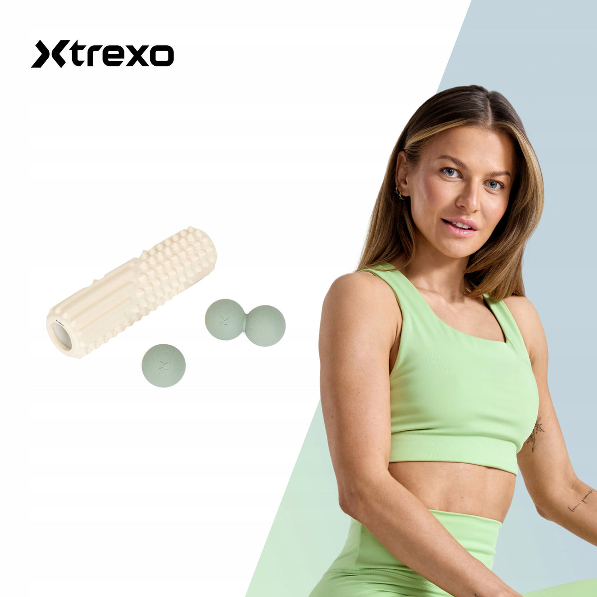 Massage set XTREXO 3 in 1 multicolor OS ROLLER + MASSAGE BALLS Packaging status original