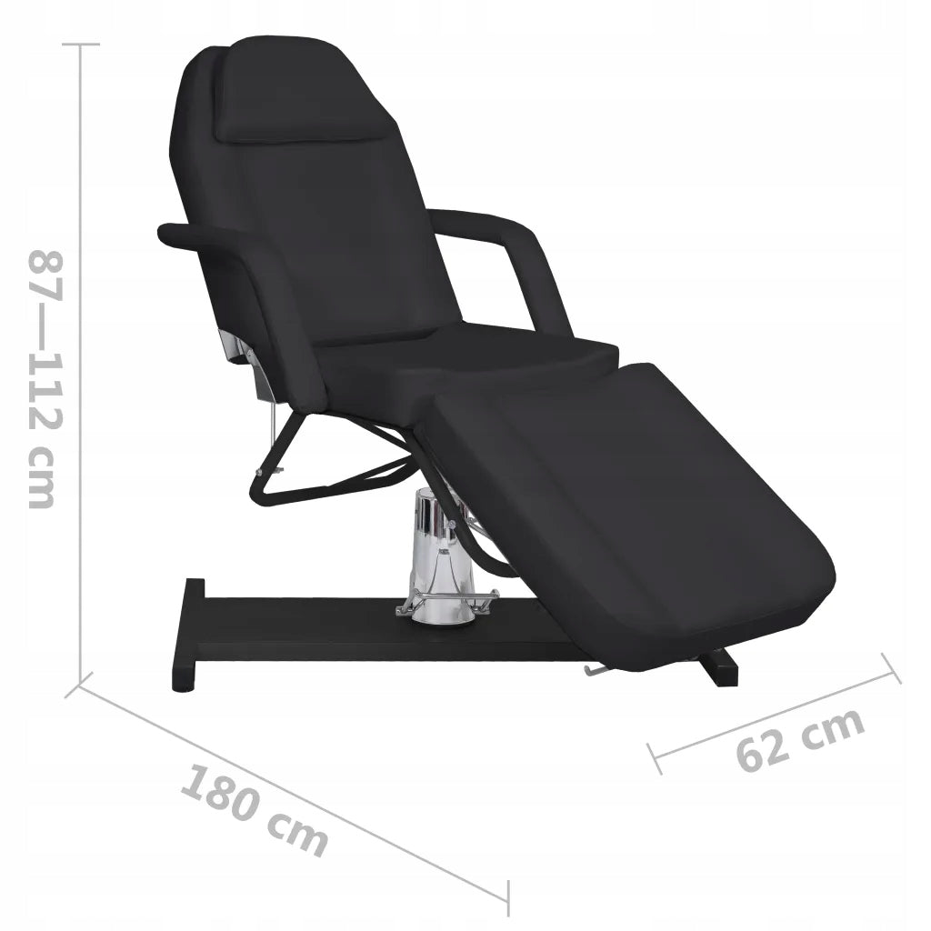 Massage table - black, 180x62x(87-112) cm Tabletop width 62 cm