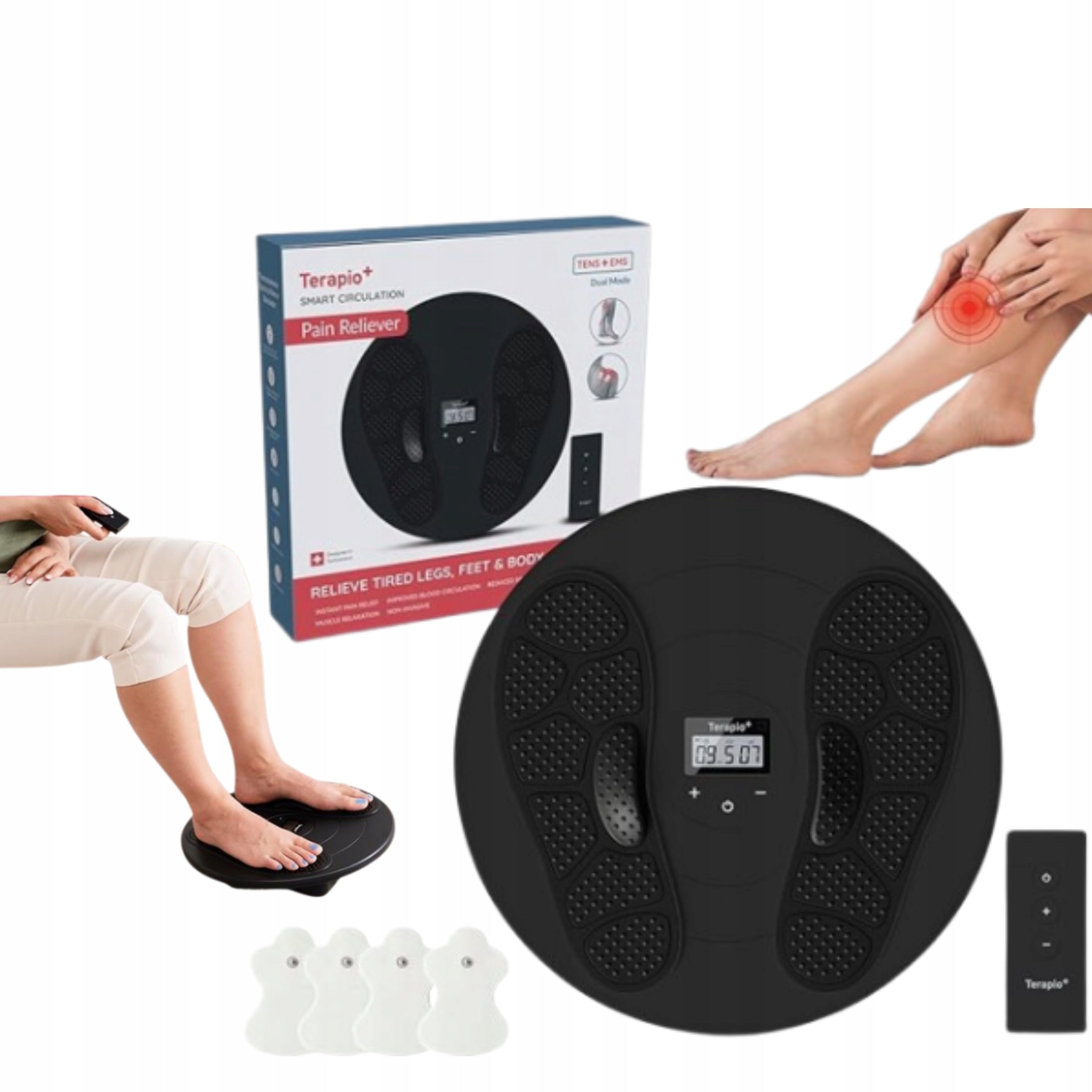 Massager Electro Foot and Leg Stimulator Vibration Massage Heating Packaging status original