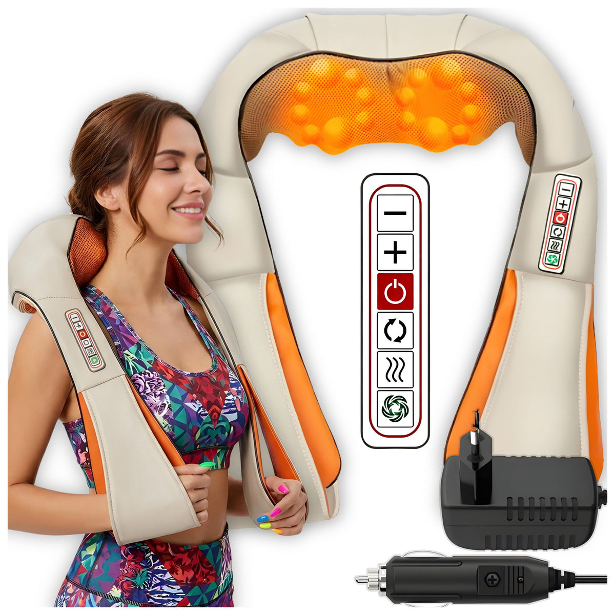 Massager Shiatsu Neck Back Neck Heating Function Beige