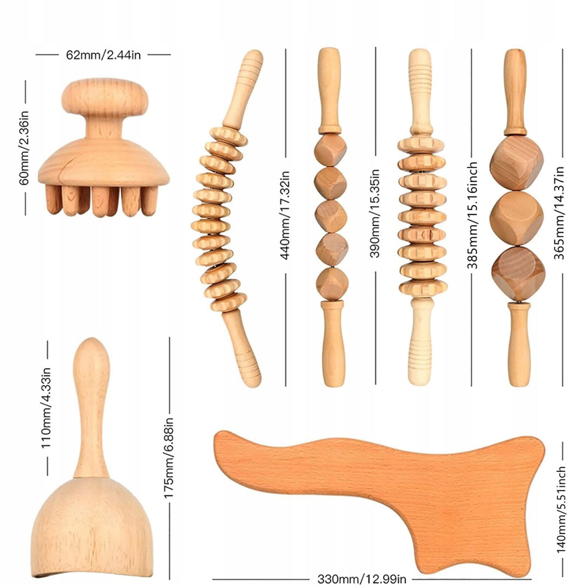 Massager Wooden Set, Massage Roller, Wooden Massage Rod Manufacturer code Wałek do Masażu