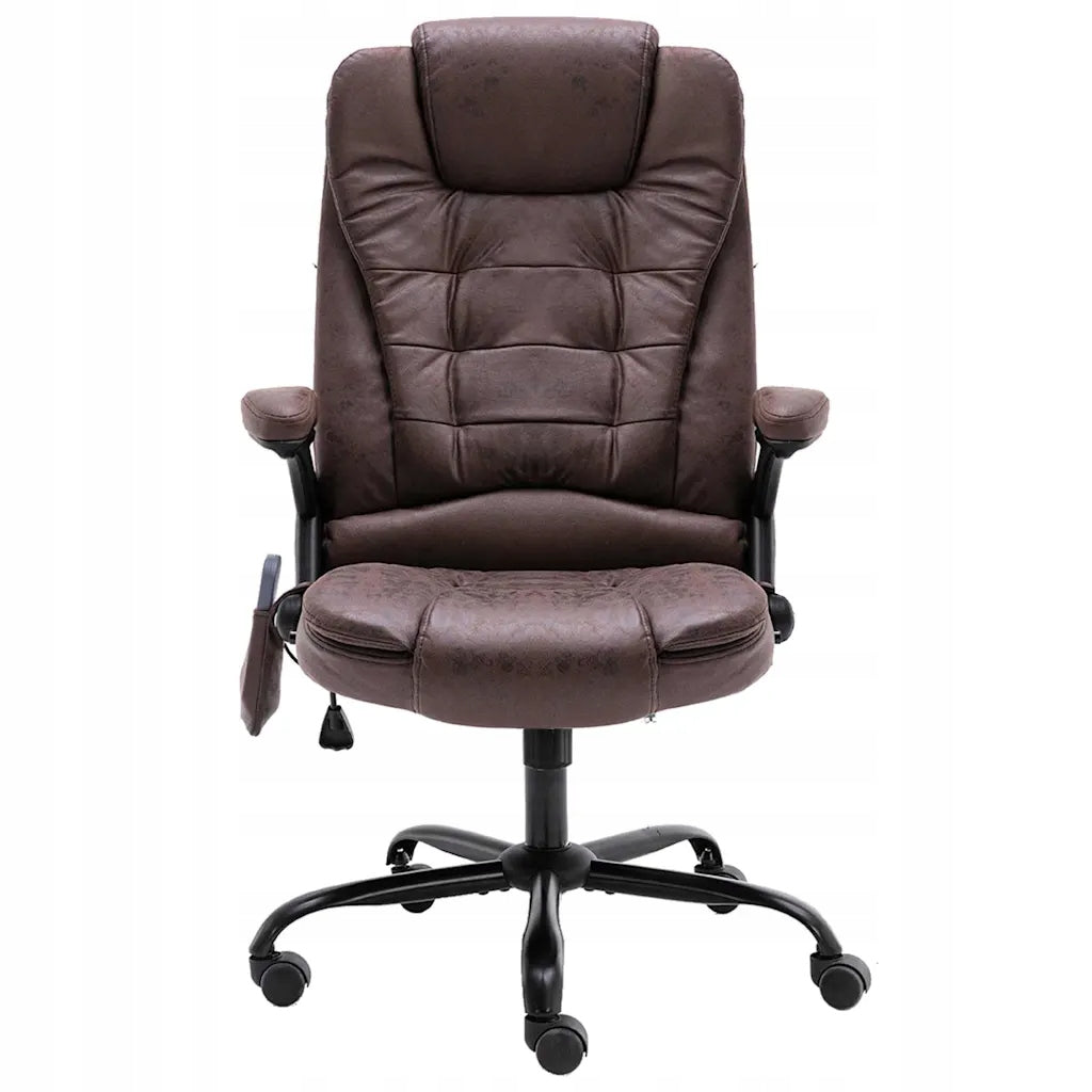 Massaging Office Chair, Dark Brown, Faux Suede Leather Brand VidaXL