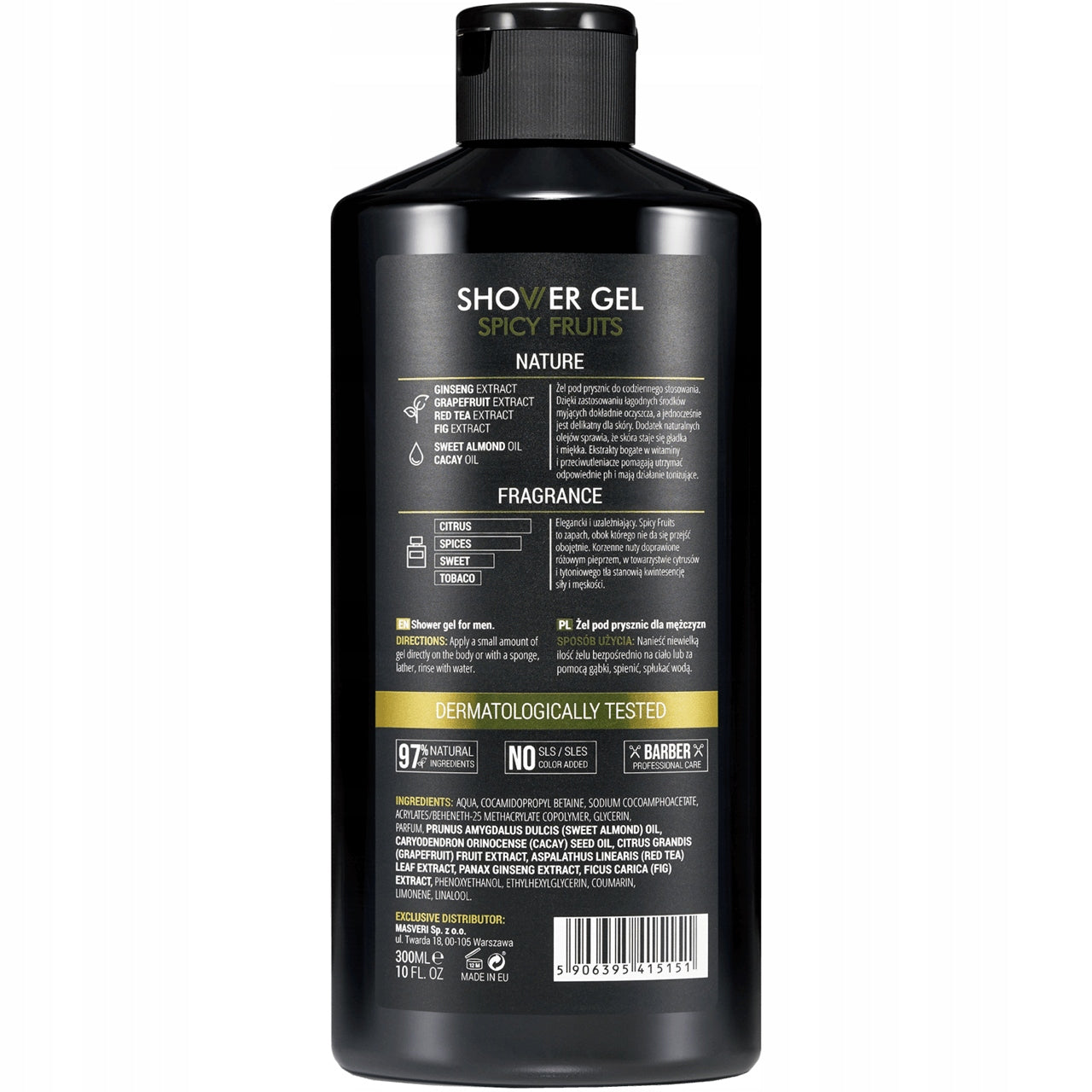 Duschgel für Männer Masveri Man Spicy Fruit, 300 ml 
