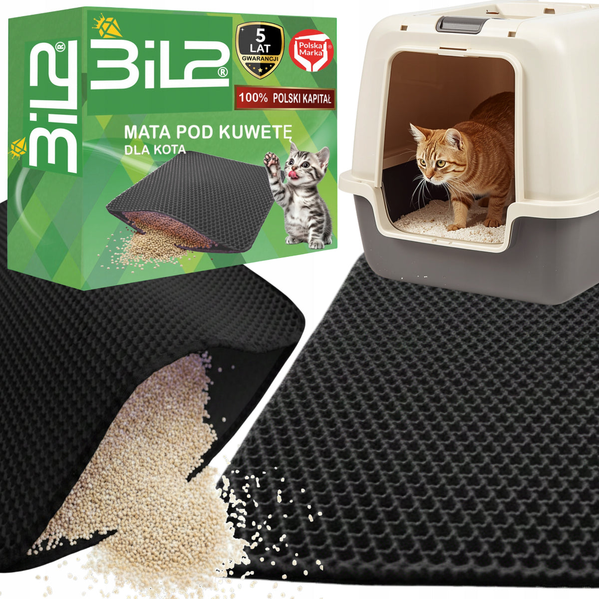 Mat Cuvette Pad Cat Wiper For Litter BiL2 Black 75x55
