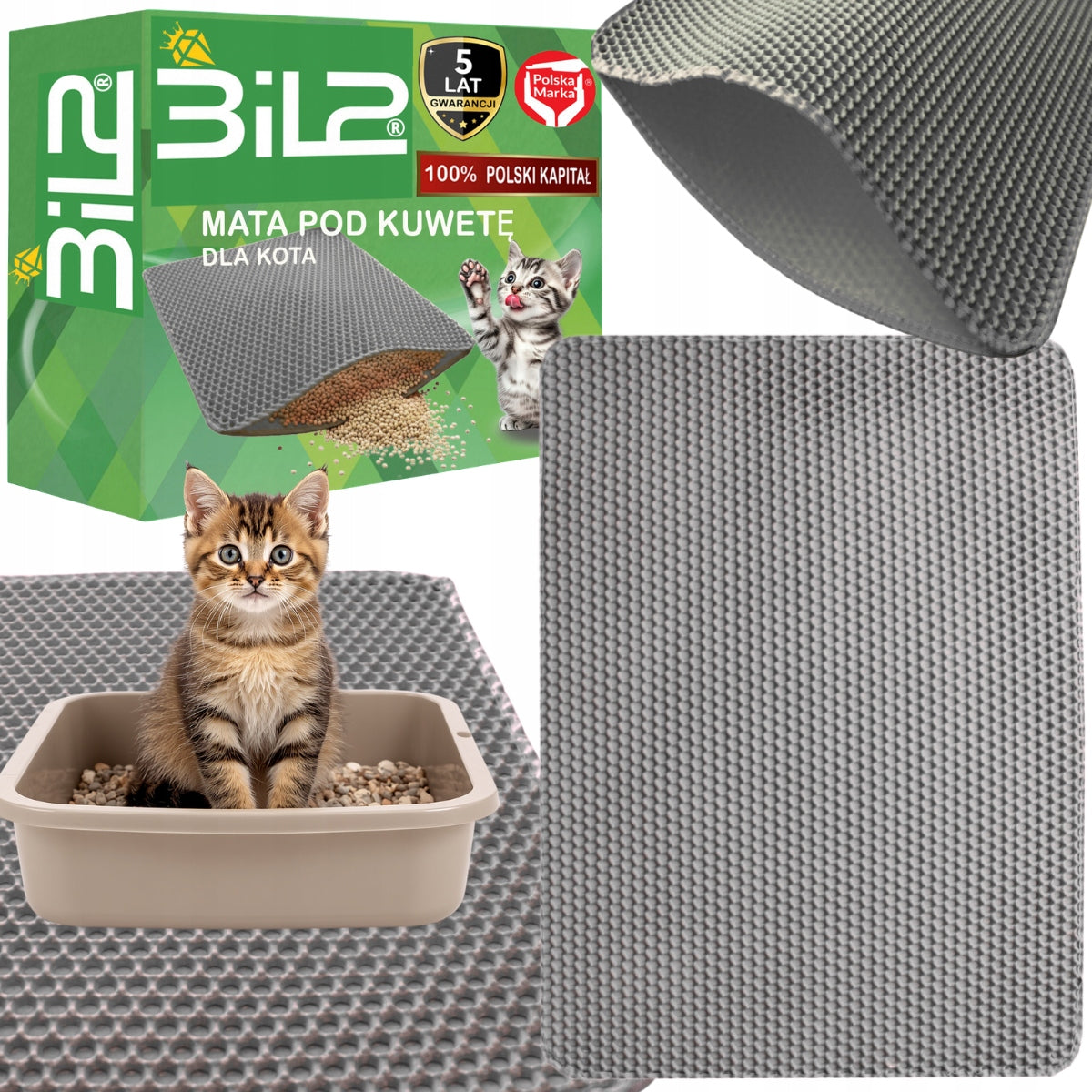 Mat Cuvette Pad Cat Wiper For Litter BiL2 Grey 50x40