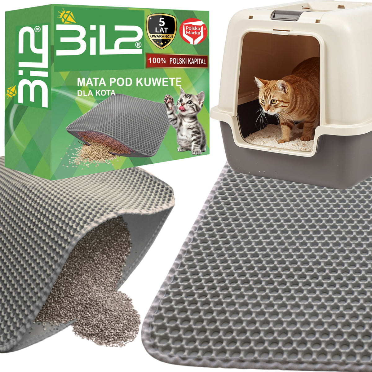 Mat Cuvette Pad Cat Wiper For Litter BiL2 Grey 75x55