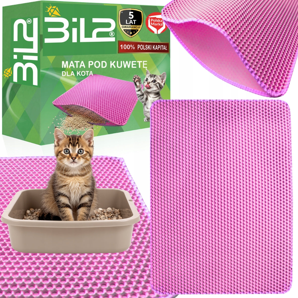 Mat Cuvette Pad Cat Wiper For Litter BiL2 Pink 50x40