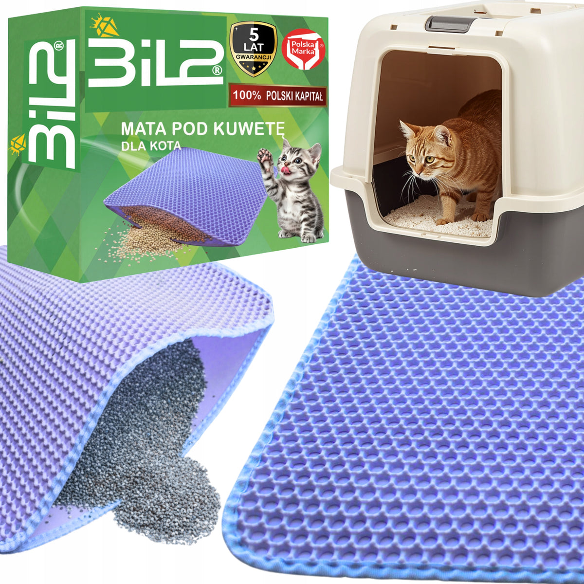 Mat Cuvette Pad Cat Wiper For Litter BiL2 Violet 75x55