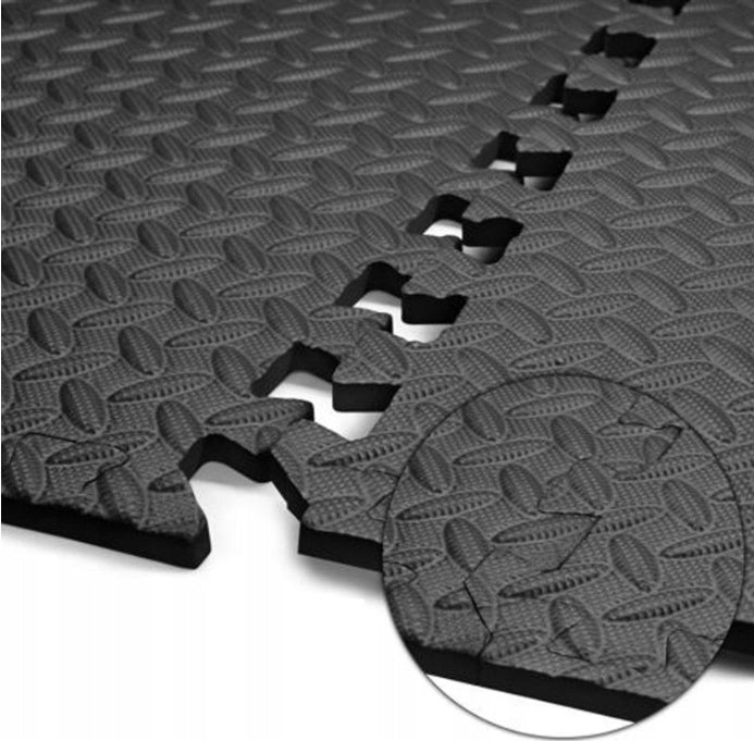 Mat Puzzle Under Gym Exercise Equipment 4pcs Pool Backing 124x124cm Color black