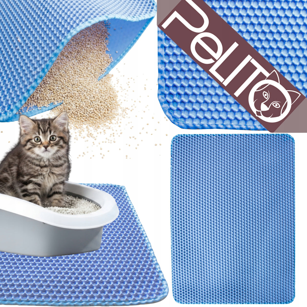 Mat Wiper Cuvette Pad for Cat Litter BiL2 Blue 50x40