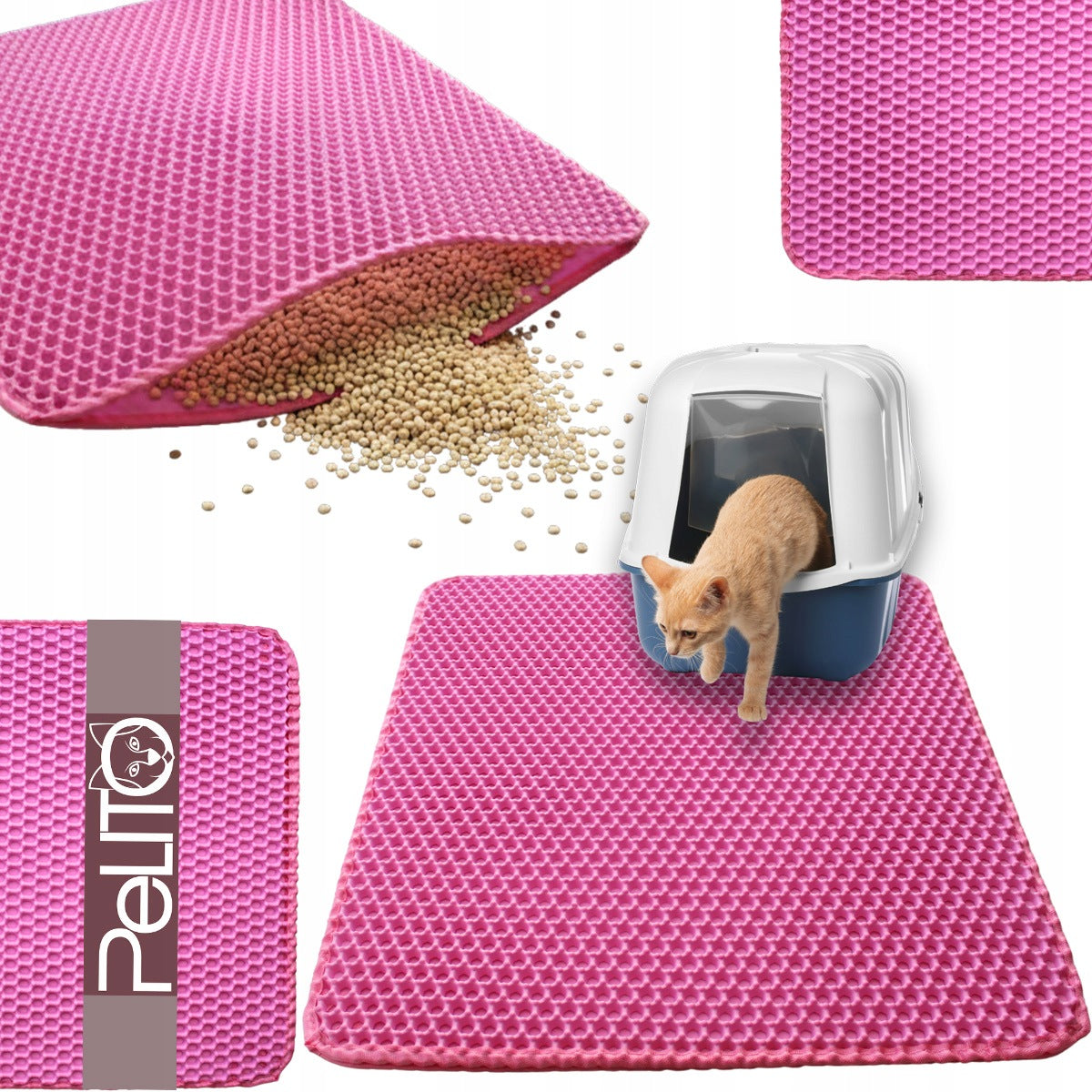 Mat Wiper Cuvette Pad for Cat for Litter BiL2 Pink 75x55