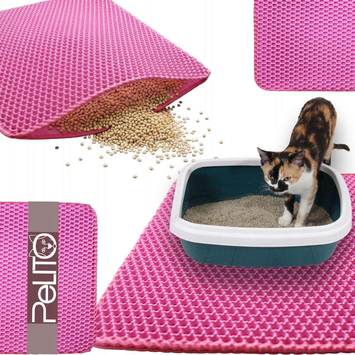Mat Wiper Cuvette Pad for Cat on Litter BiL2 Pink 60x50