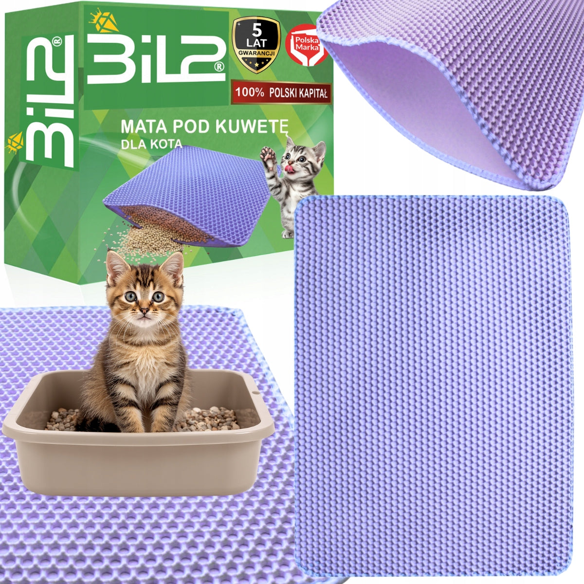 Mat Wiper Cuvette Pad for Cat on Litter BiL2 Violet 50x40