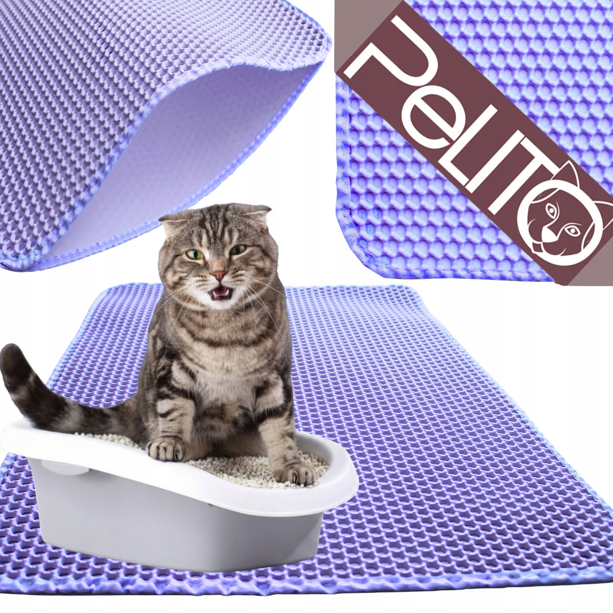 Mat Wiper Cuvette Pad for Cat on Litter BiL2 Violet 75x55