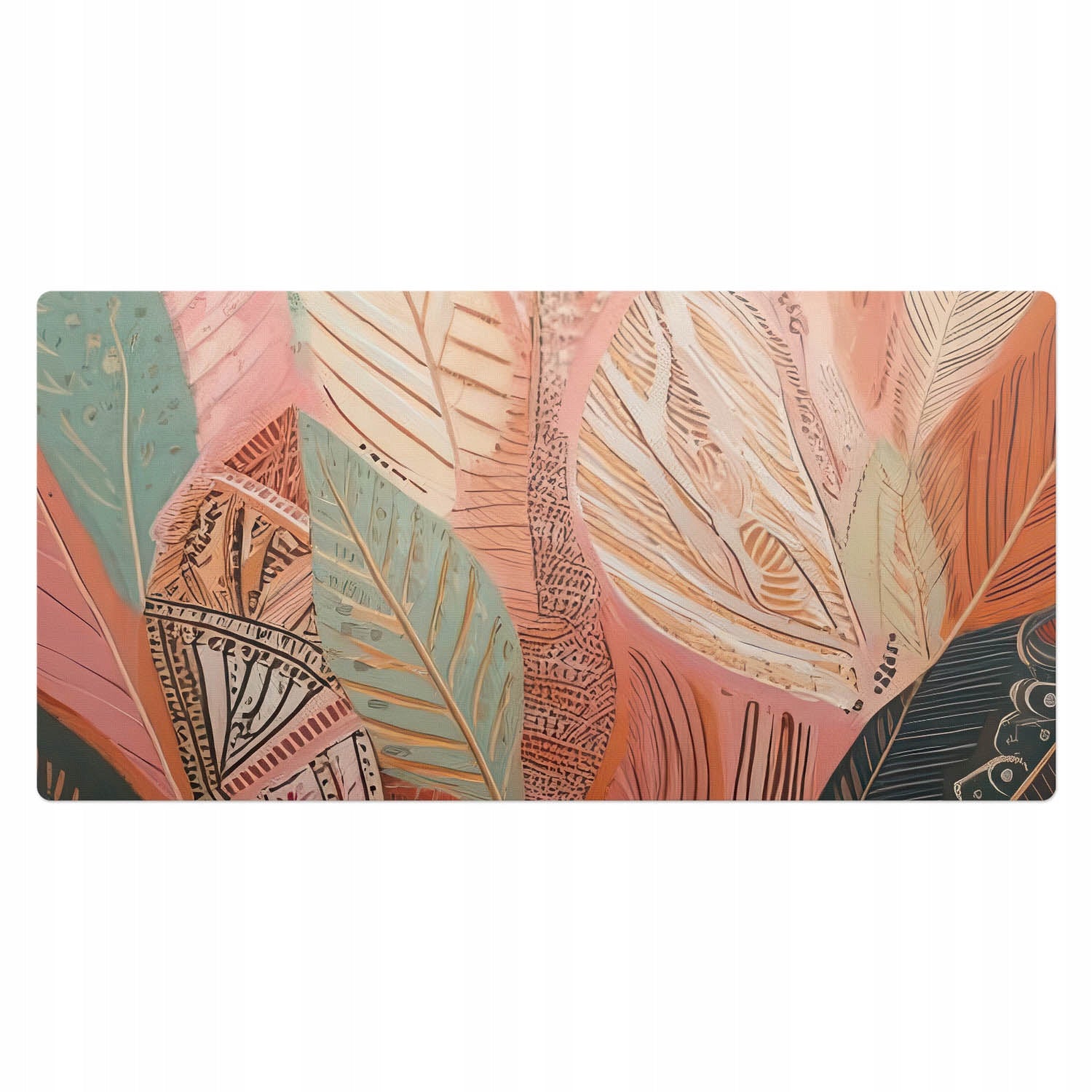 Mat for computer equipment Expression of leaves in abstract style 120x60 cm