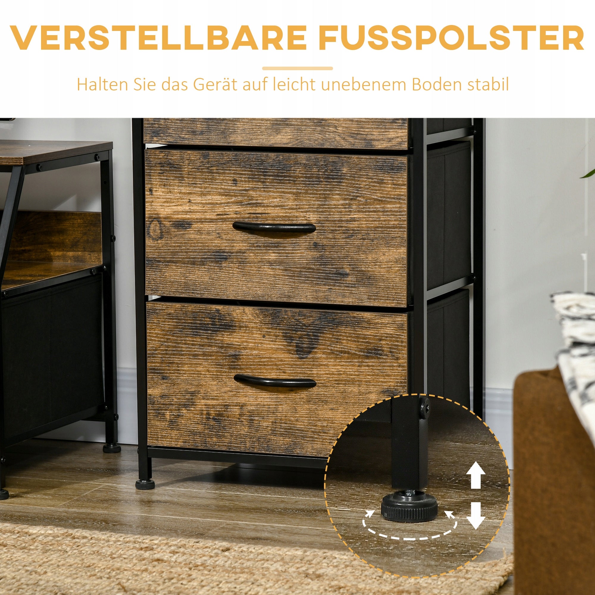 Material chest of drawers with 3 drawers, storage cabinet brown EAN (GTIN) 4255826806534