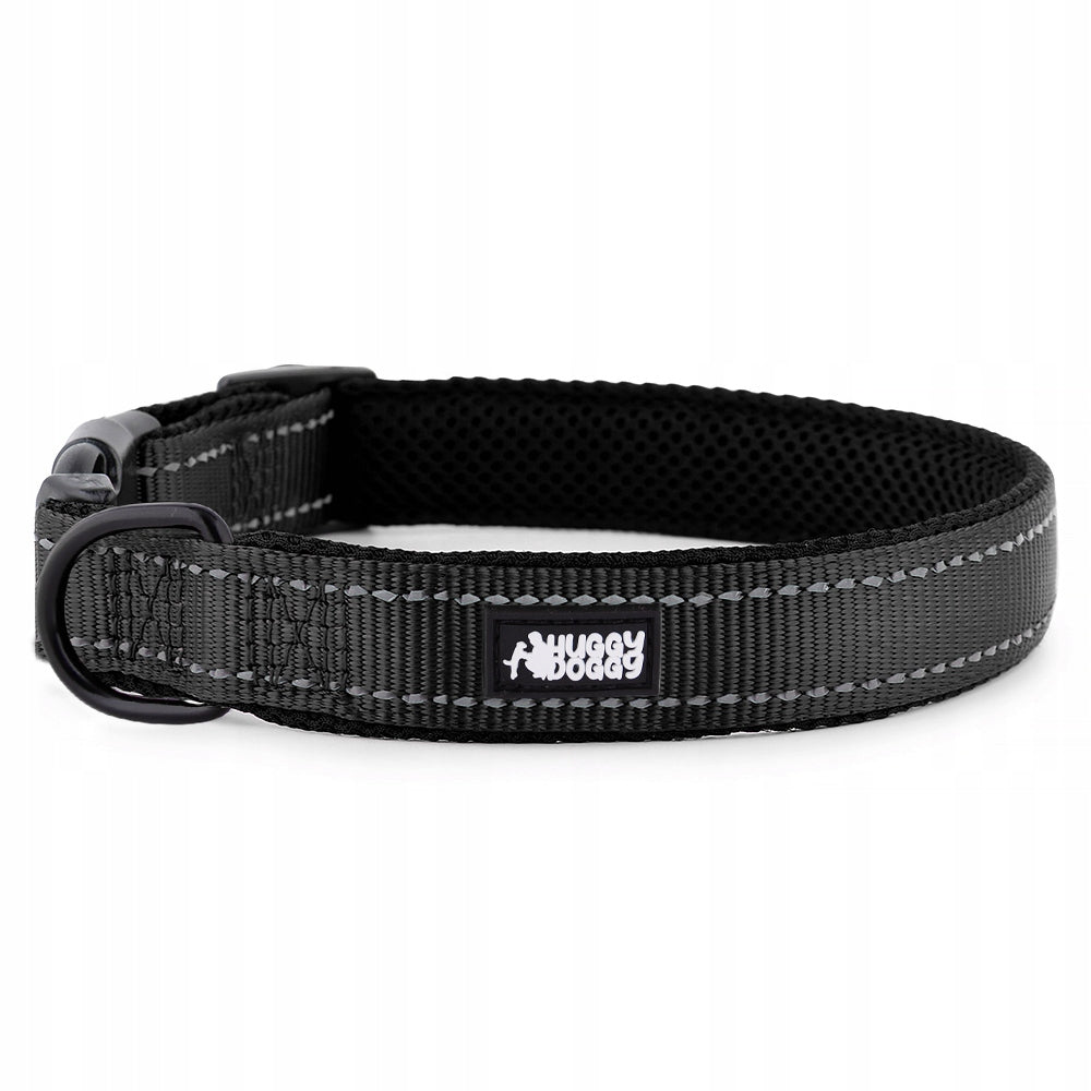Material collar for dog S black strong reflective HUGGY DOGGY size S