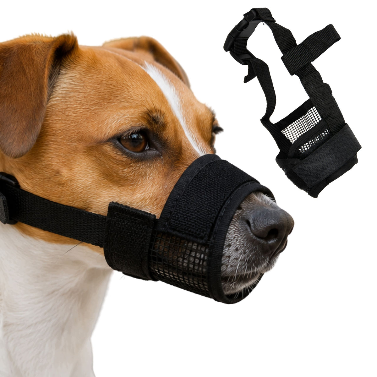 Material muzzle for dog adjustable breathable with mesh L 17-22cm