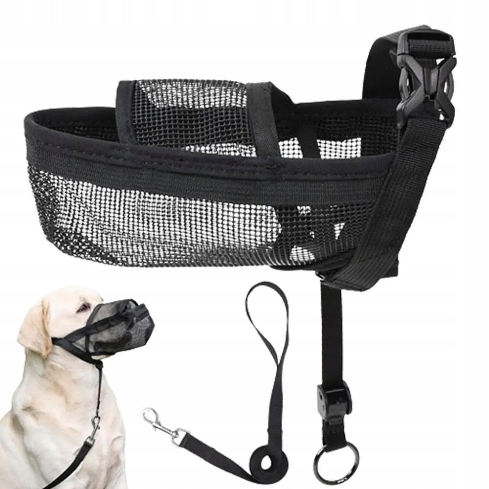 Material muzzle made of mesh for dog DOGLEMI - BLACK - L (PD20078-L)