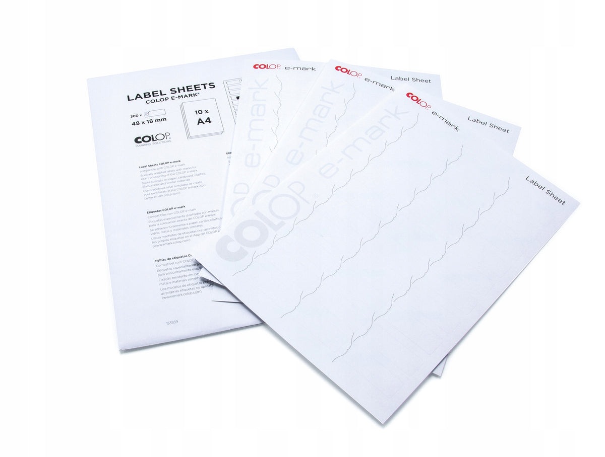 Matte white labels for COLOP E-Mark (300 pcs) Label width 48 mm