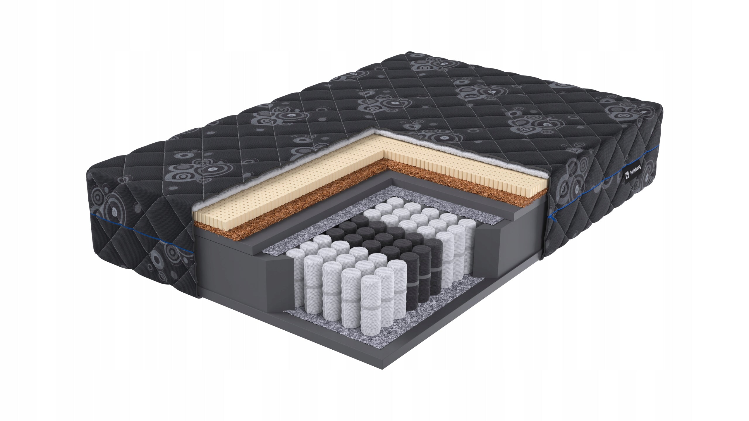 Mattress 140x200 BLACK DREAM H4 / H3 black foam latex coconut 24cm HEISBERG Brand Heisberg