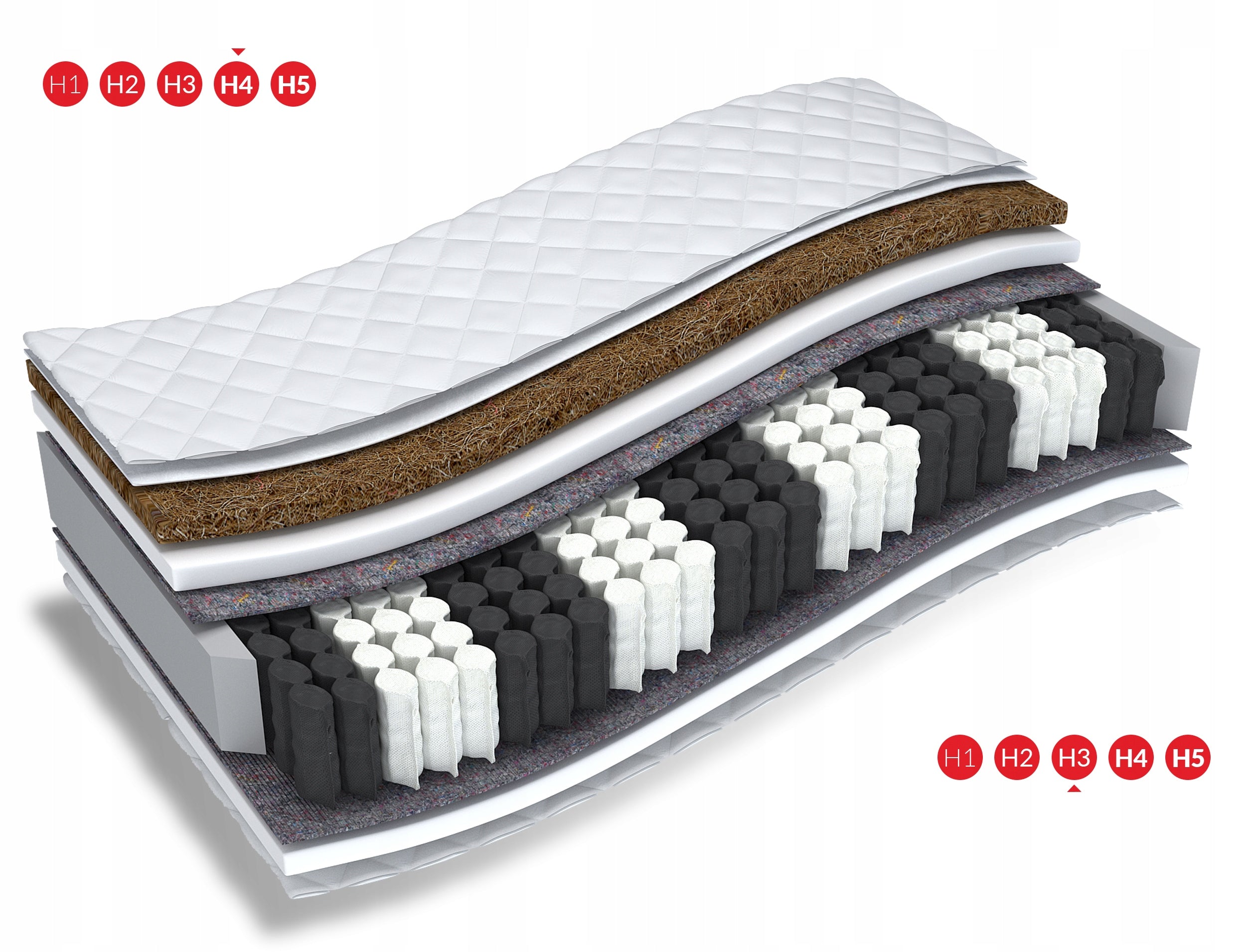 Mattress 180x200 pocket coconut foam TORONTO Brand ŚpijZdrowo