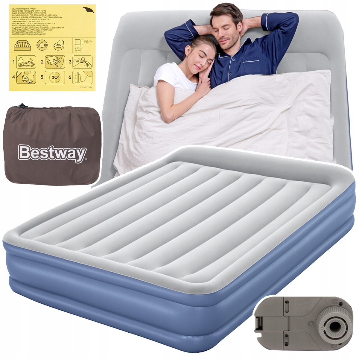 Mattress Inflatable Double High Sleeping Bed with e-Pump Bestway 67630 Packaging status original