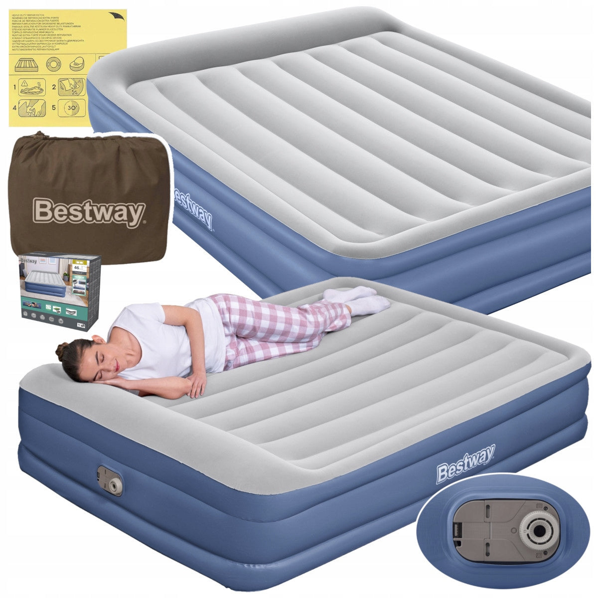 Mattress Inflatable Double High Sleeping Bed with e-Pump Bestway 67630