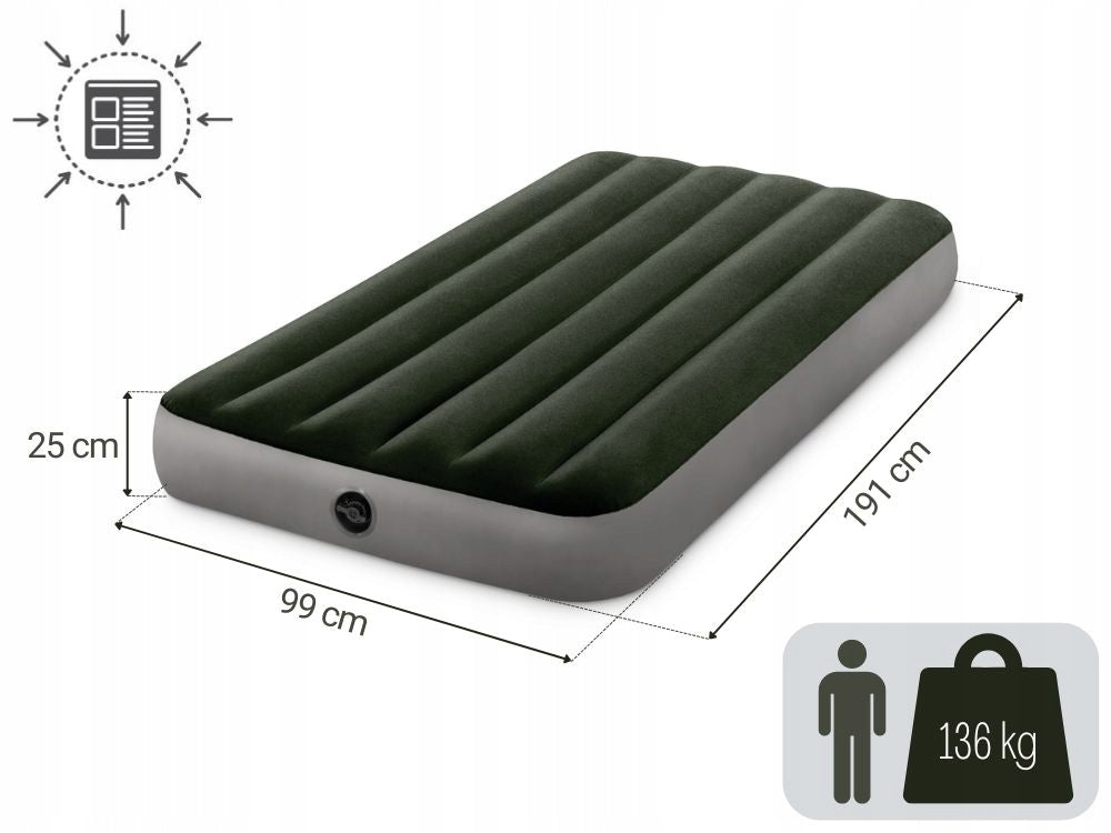 Mattress Inflatable Velour Bed with Battery Pump Single Intex Packaging status original