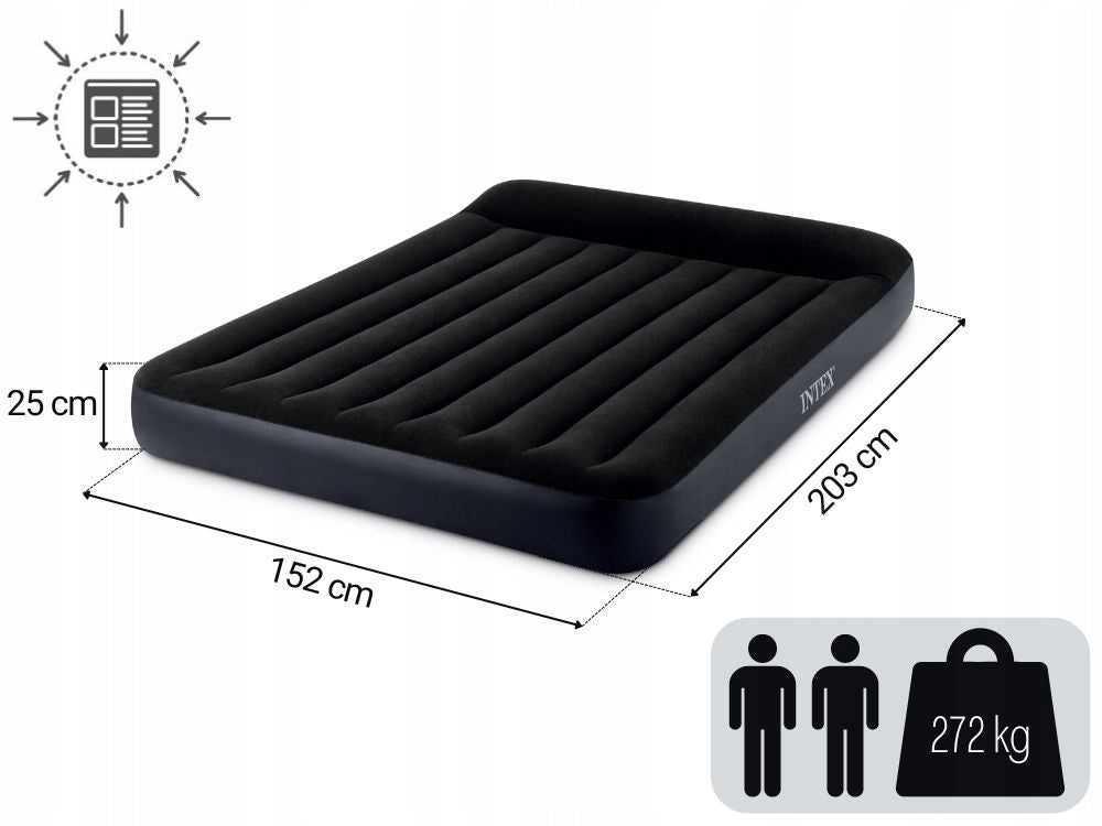 Mattress Inflatable Velour Double Bed 203x152x25 Intex 64143 Packaging status original