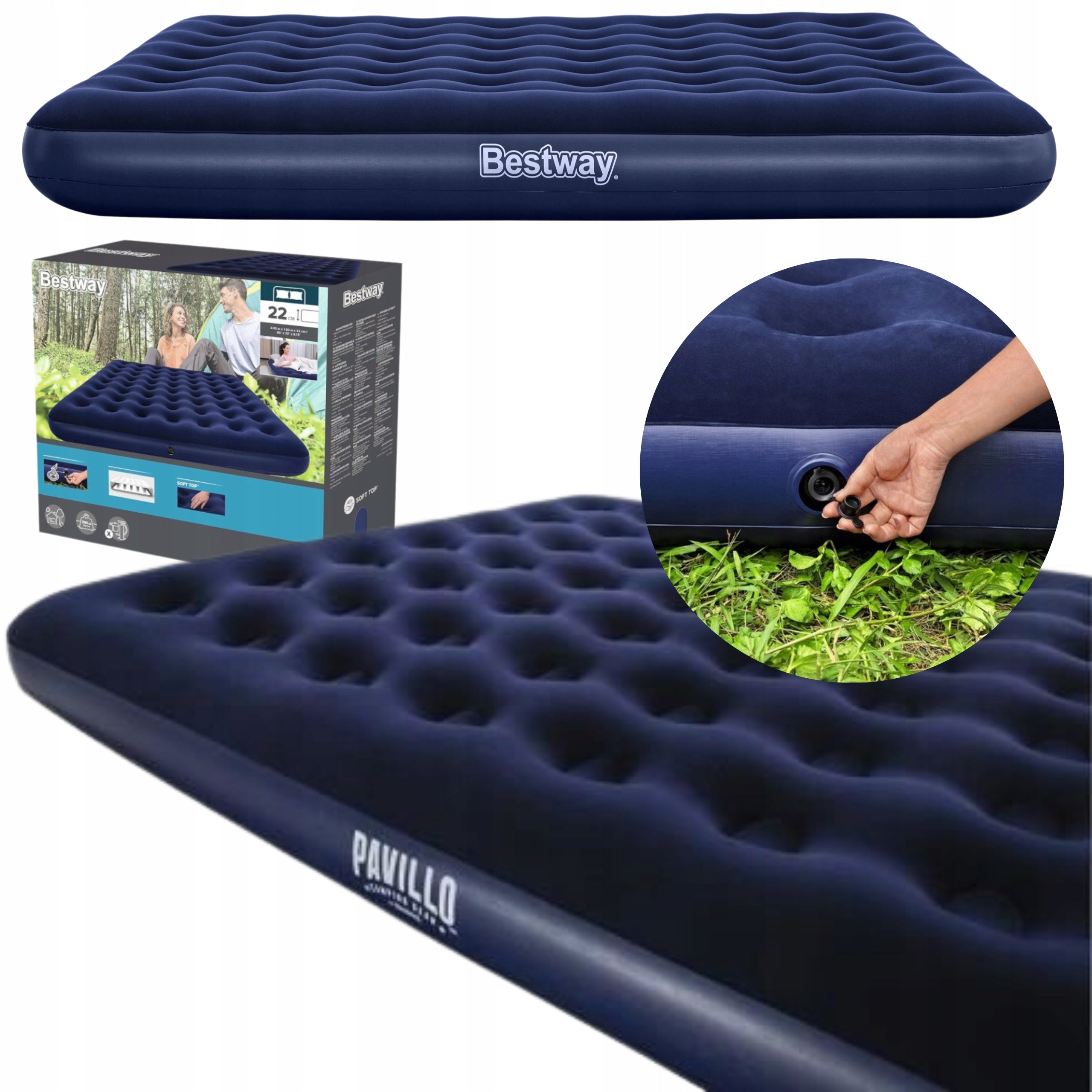 Mattress Inflatable Velour Double Bed Bestway 203x183 MODEL