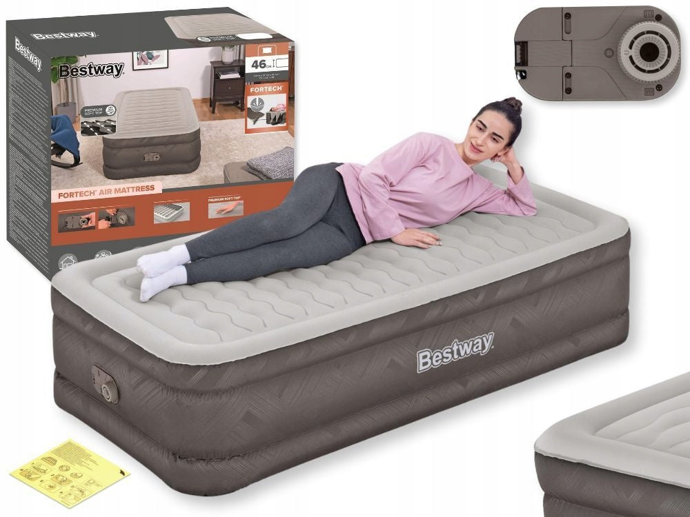 Mattress Inflatable Velour Single Bed 191x97x46 Bestway 69048 New