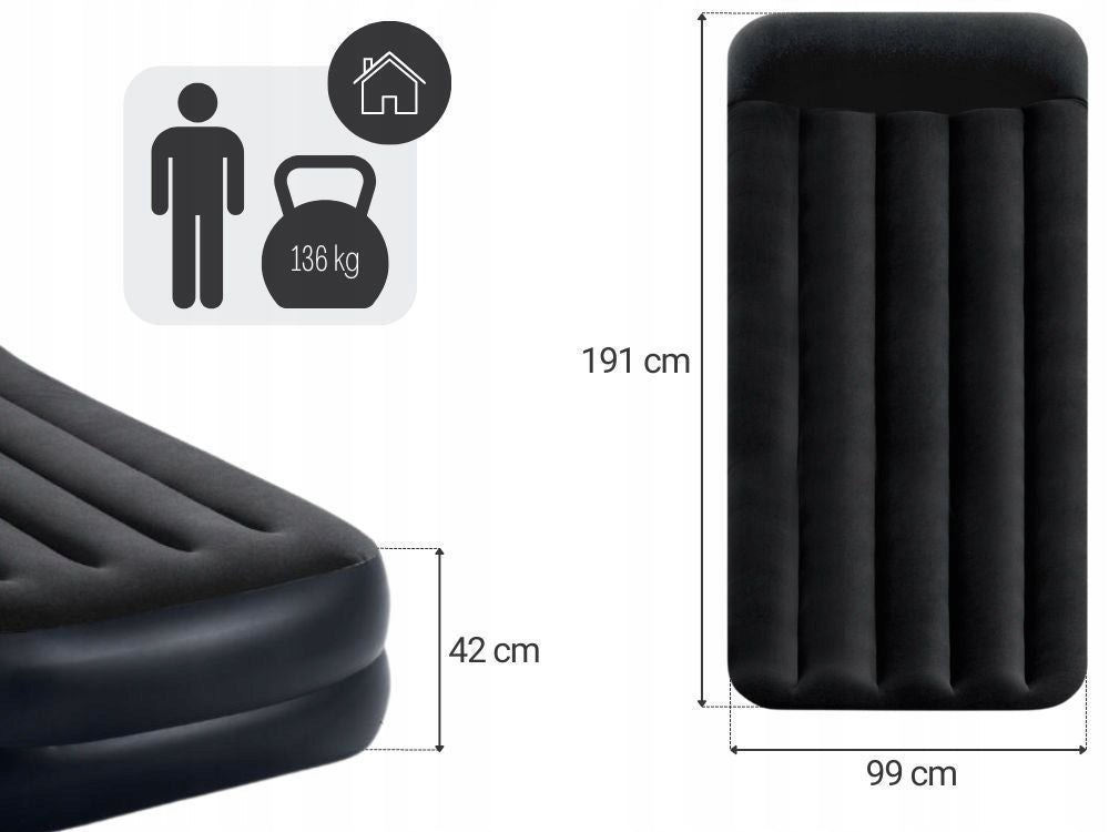 Mattress Inflatable Velour Single Bed 191x99x42 Intex 64122 New2022 Packaging status original