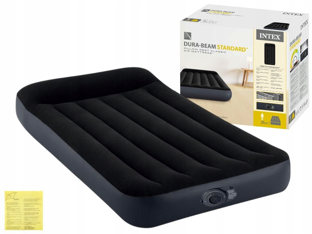 Mattress Inflatable Velour Sleeping Bed with Pump 230V Single Intex