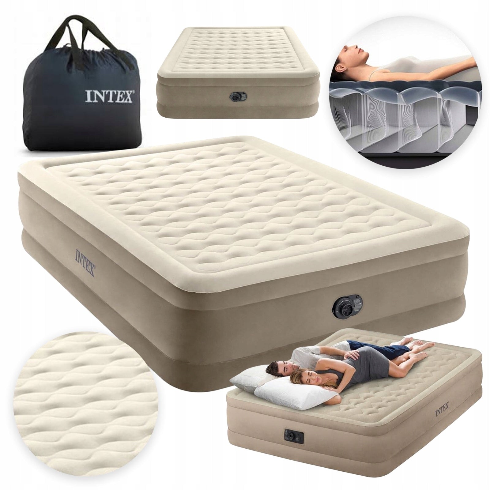 Mattress inflatable double bed Intex with electric pump 203x152cm Brand Intex