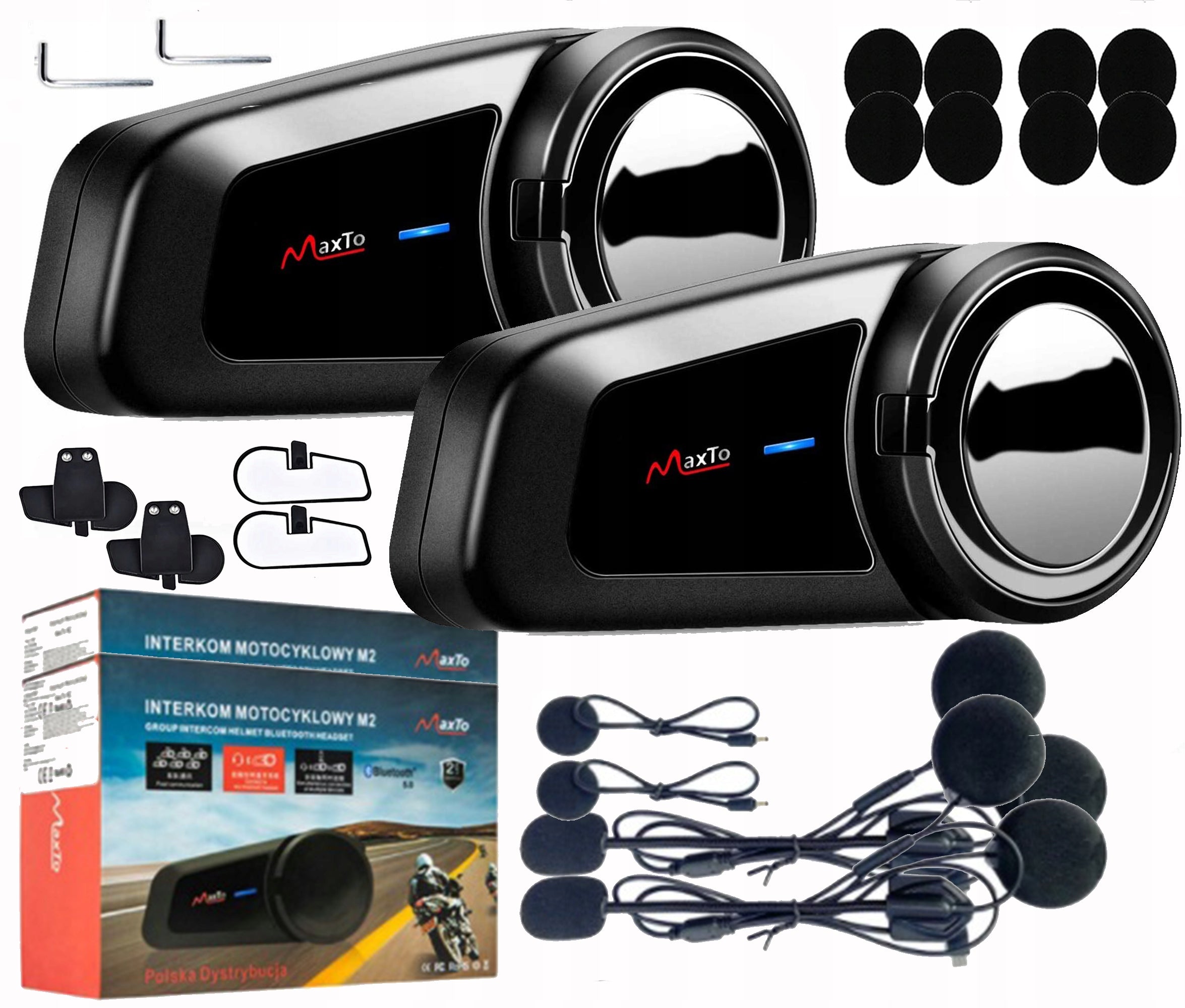 MaxTo M2 Bluetooth intercom for 6 set of 2 HELMETS Manufacturer's catalog number M2