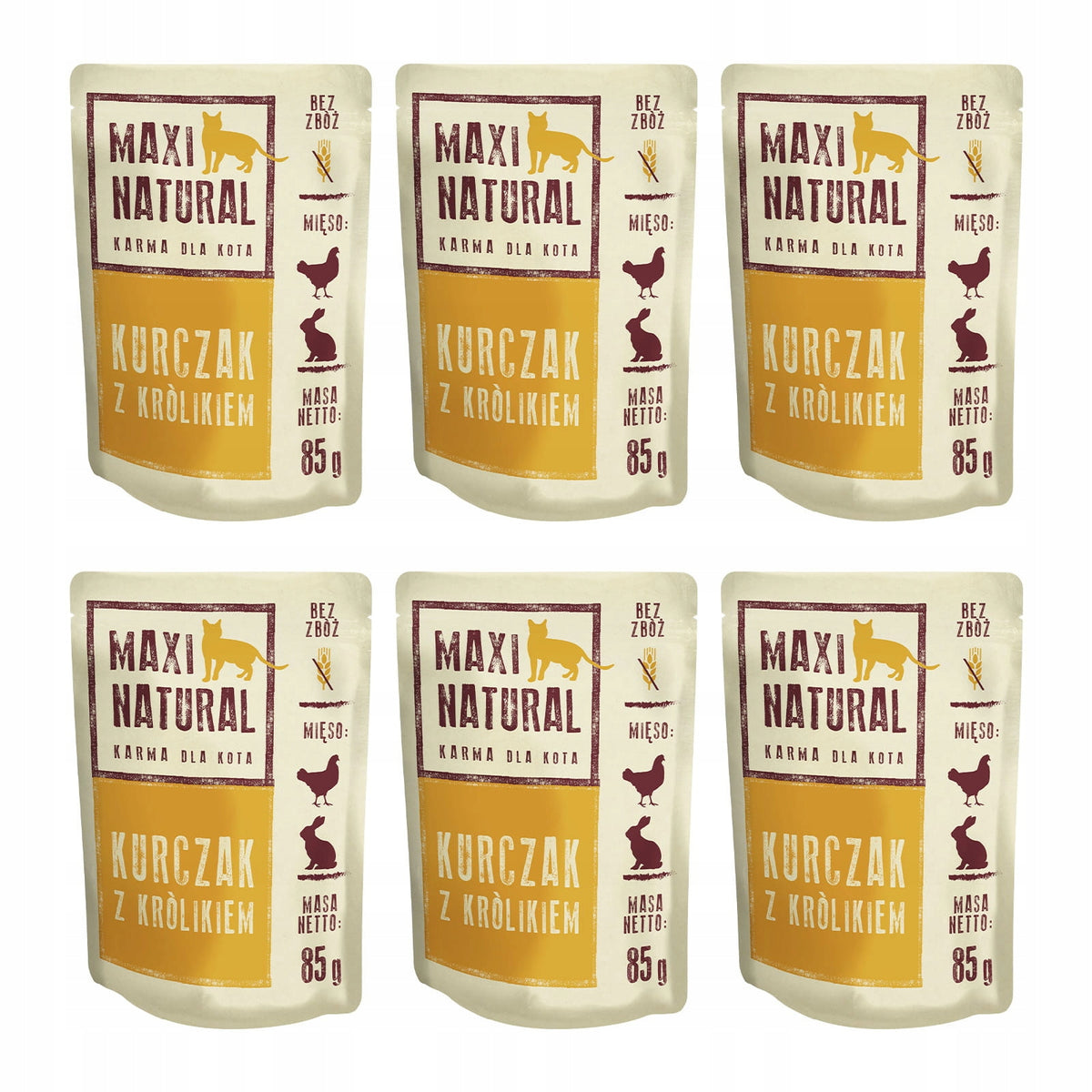 Maxi Natural Complete Cat Food Chicken with Rabbit 6x85g