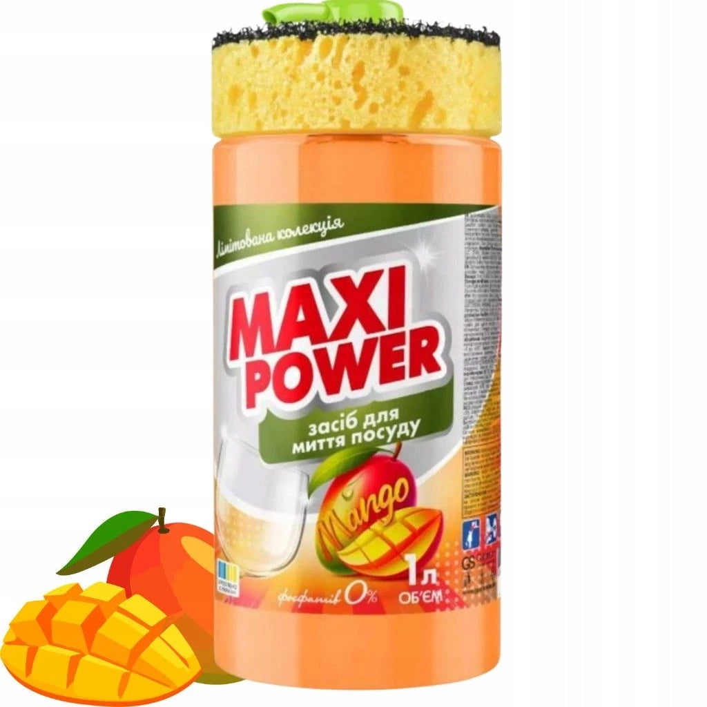 Maxi Power Mango dishwashing liquid with sponge 1,0l