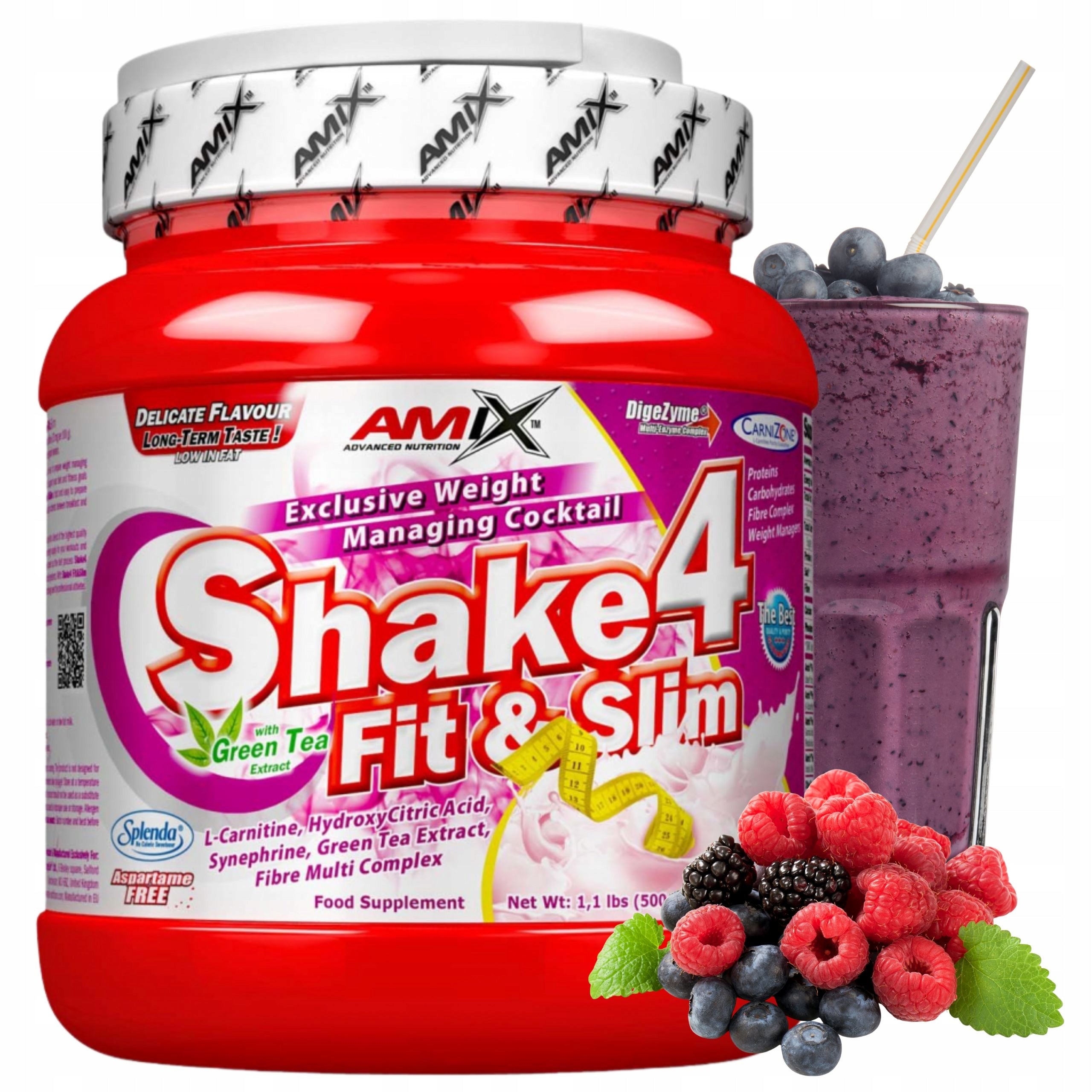 Meal replacement Amix Shake 4 Slim Fruity 500g slimming cocktail