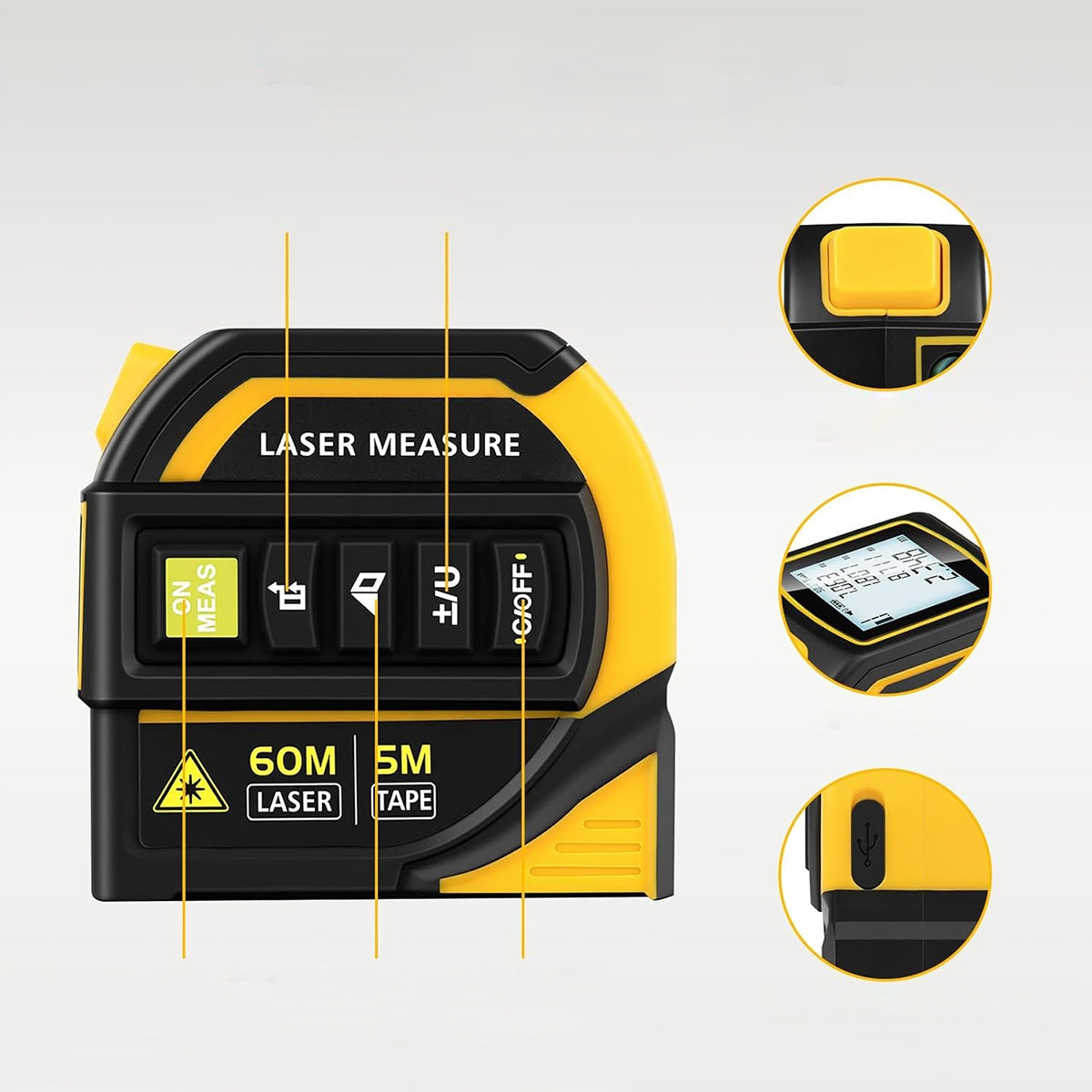 Measure 60m with laser rangefinder meter digital rangefinder laser measuring cup 5m Maximum range 31-60 m