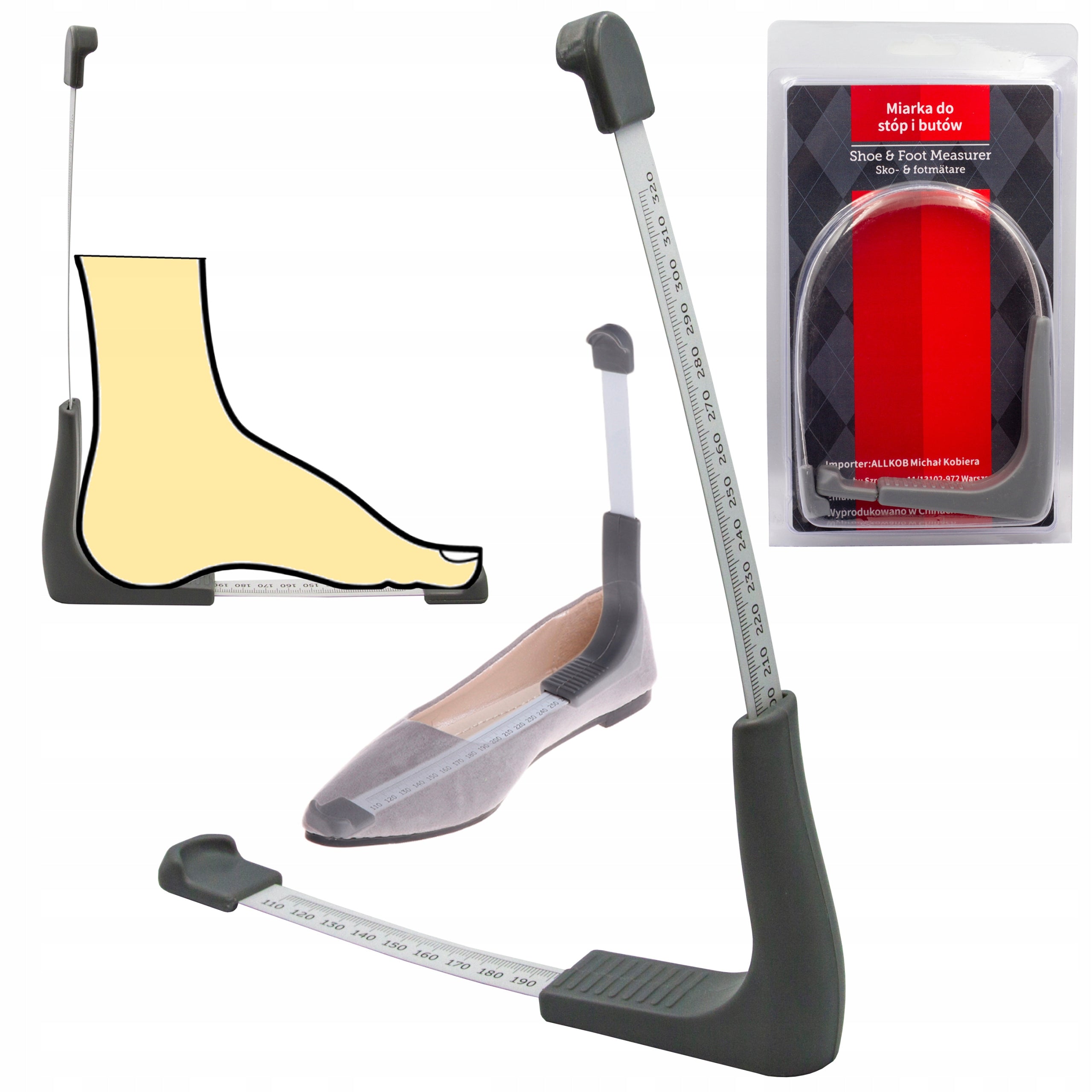 Measuring cup for feet and shoes