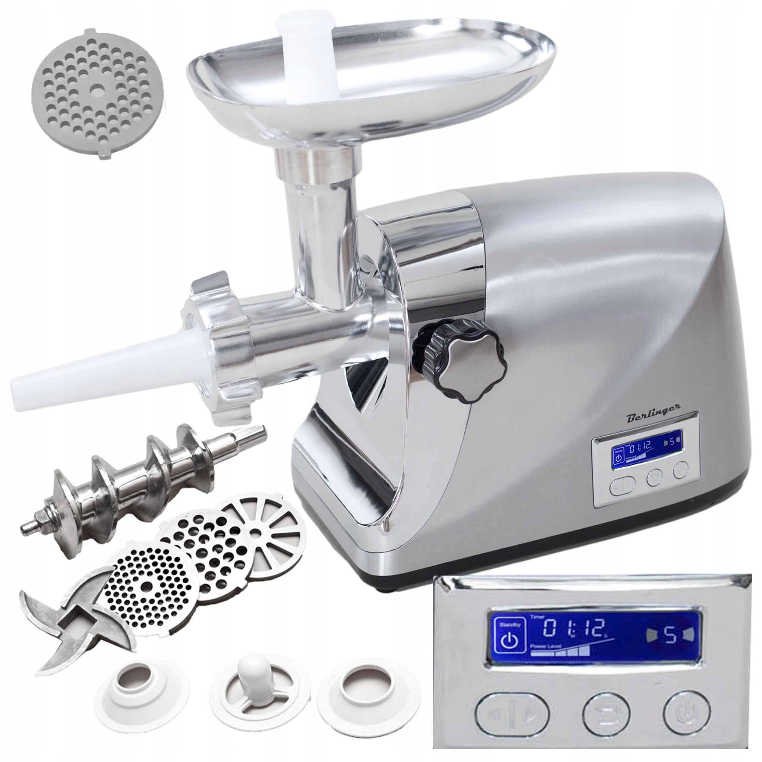 Meat grinder BERLINGER 2200W metal housing with LCD speed control