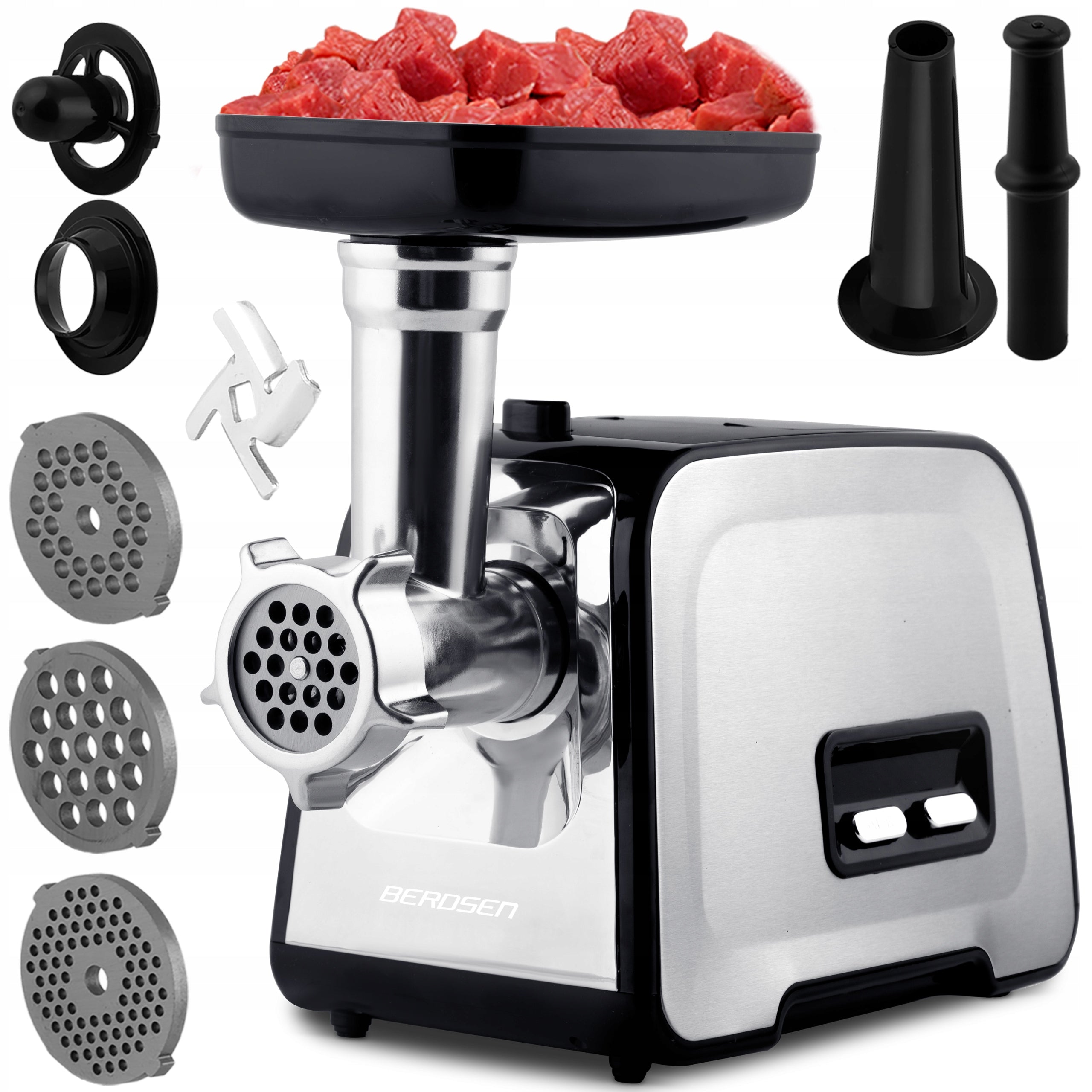 Meat grinder Berdsen 1200W Set of attachments and strainers