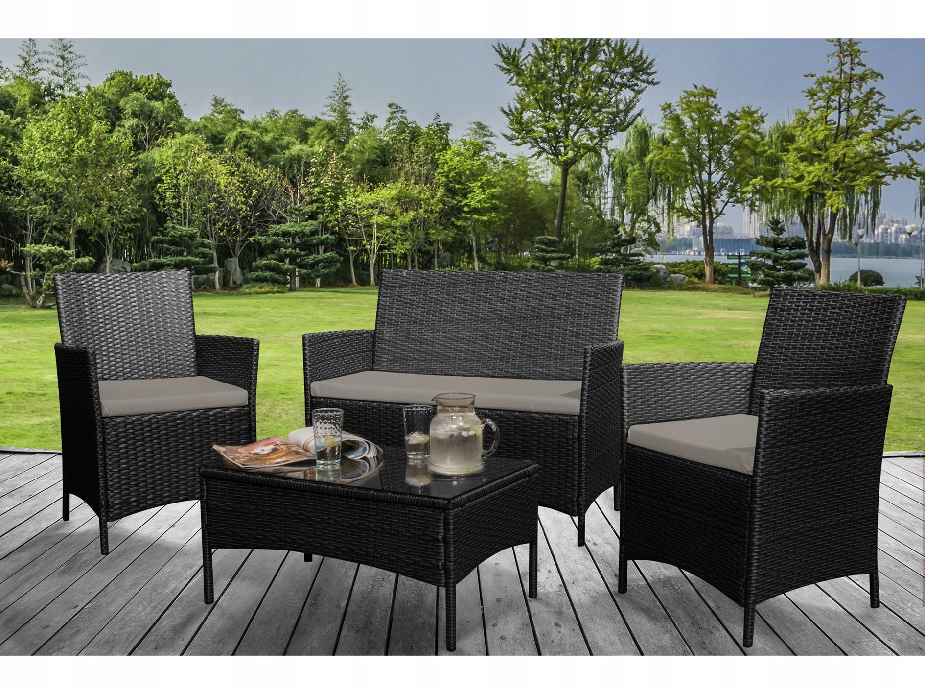 Gartenmöbel-Set, schwarz 