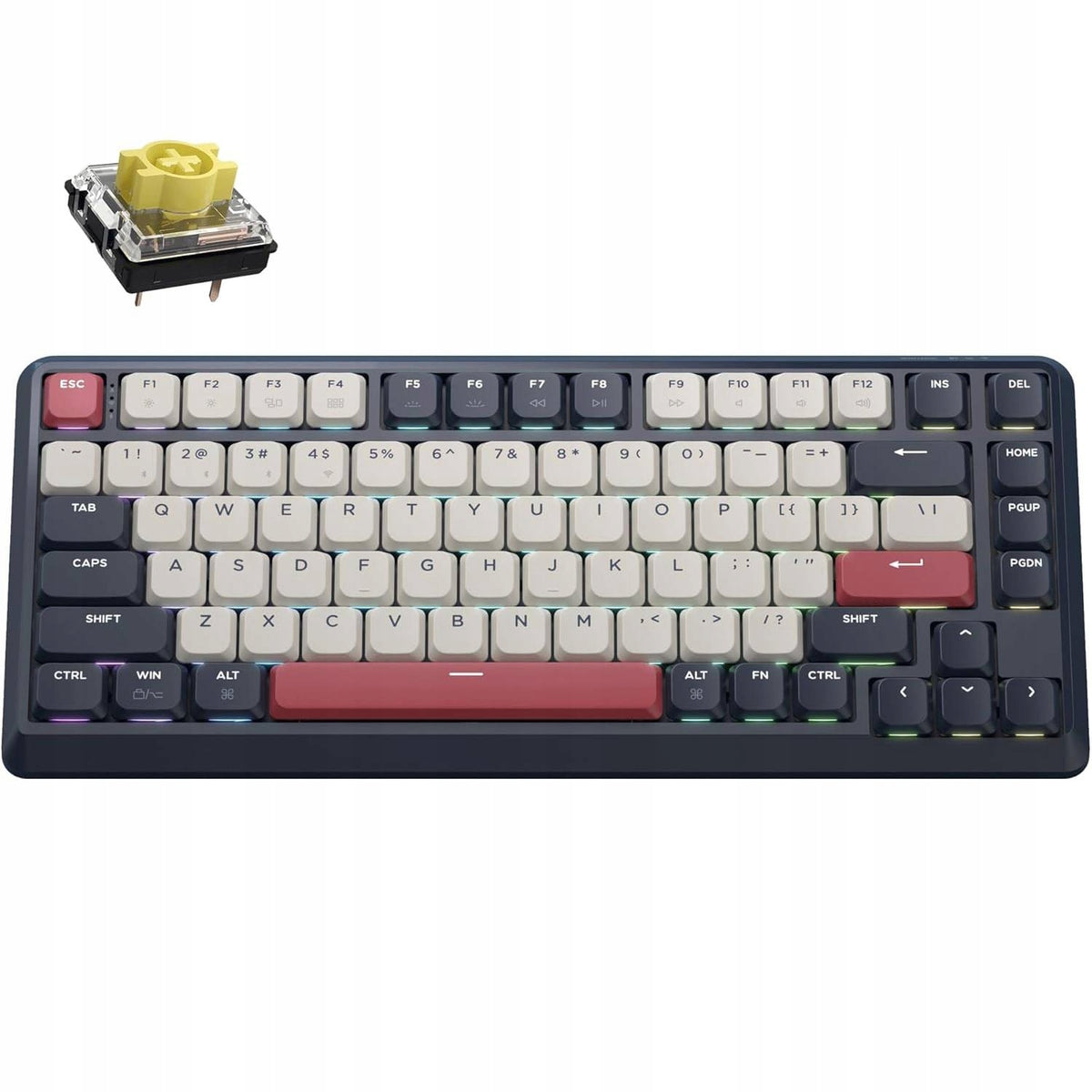 Mechanical Keyboard Keychron J1 QMK, RGB, Hot-Swap, Dark Blue, Banana