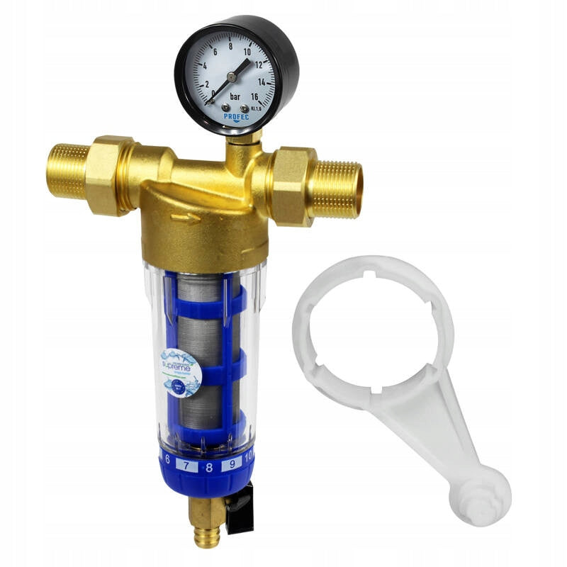 Mechanical filter with tap 1" Supreme pressure gauge