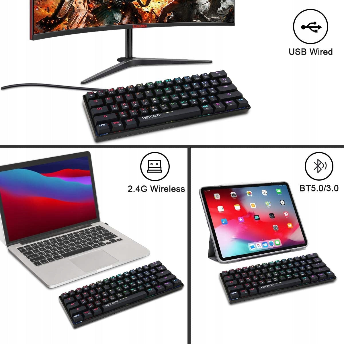 Mechanical gaming keyboard HK61 H35 Manufacturer code A1985